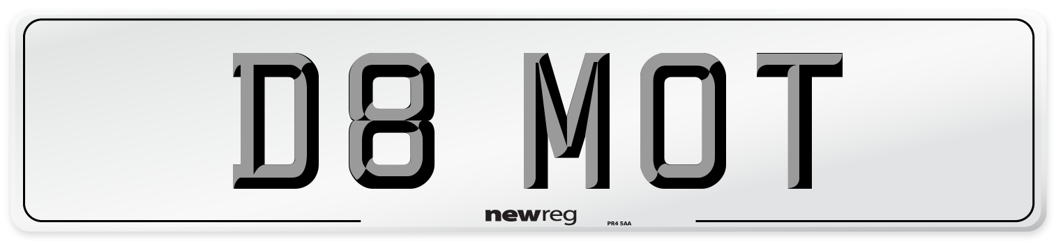 D8 MOT Number Plate from New Reg